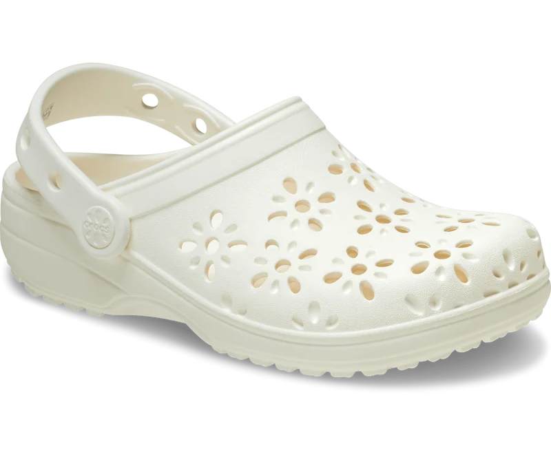 CROCS Kinder Clog mit Blumen-Ausschnitt - Kreide
