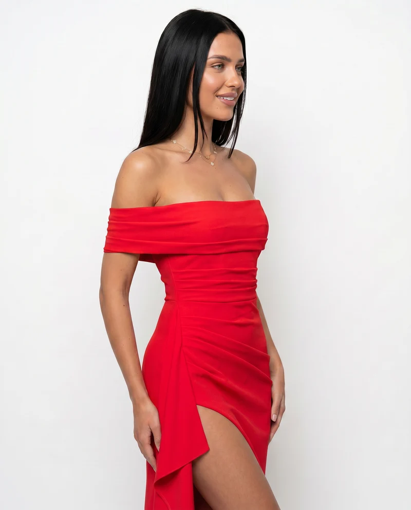 Damen Off Shoulder Maxikleid für elegante Abendmode