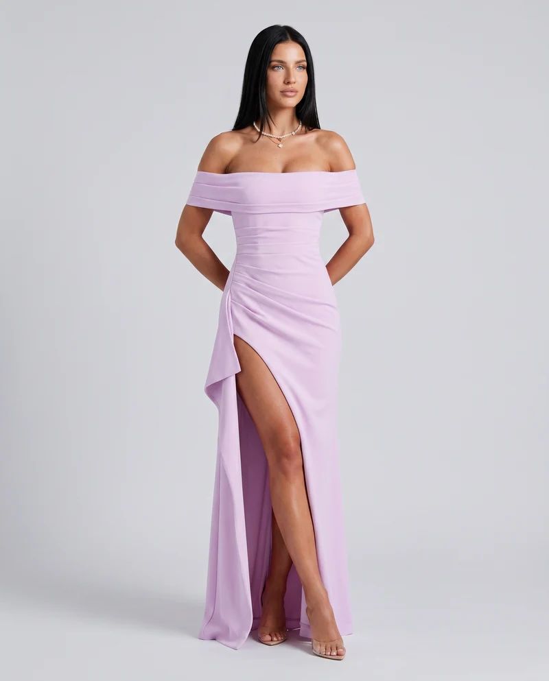 Damen Off Shoulder Maxikleid für elegante Abendmode