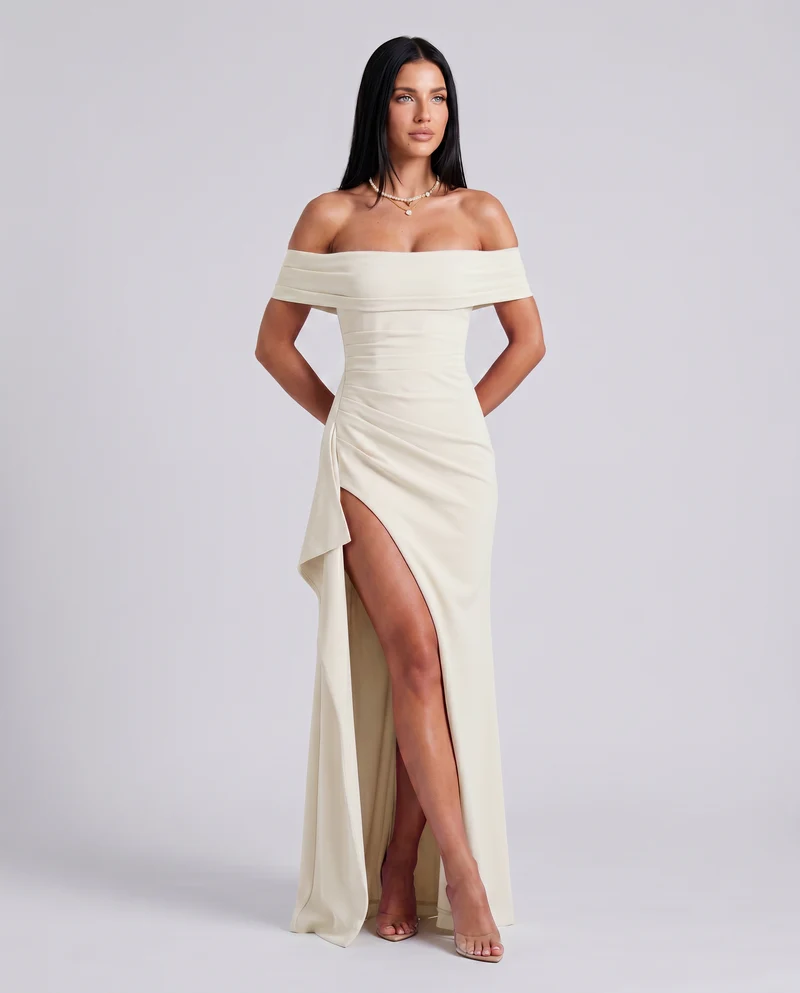 Damen Off Shoulder Maxikleid für elegante Abendmode