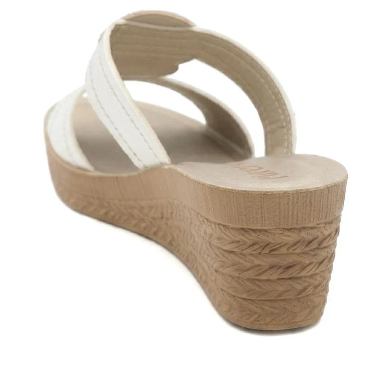 Jewelled Wedge Heel Mule Sandals - INB43000 / 329 127 - White
