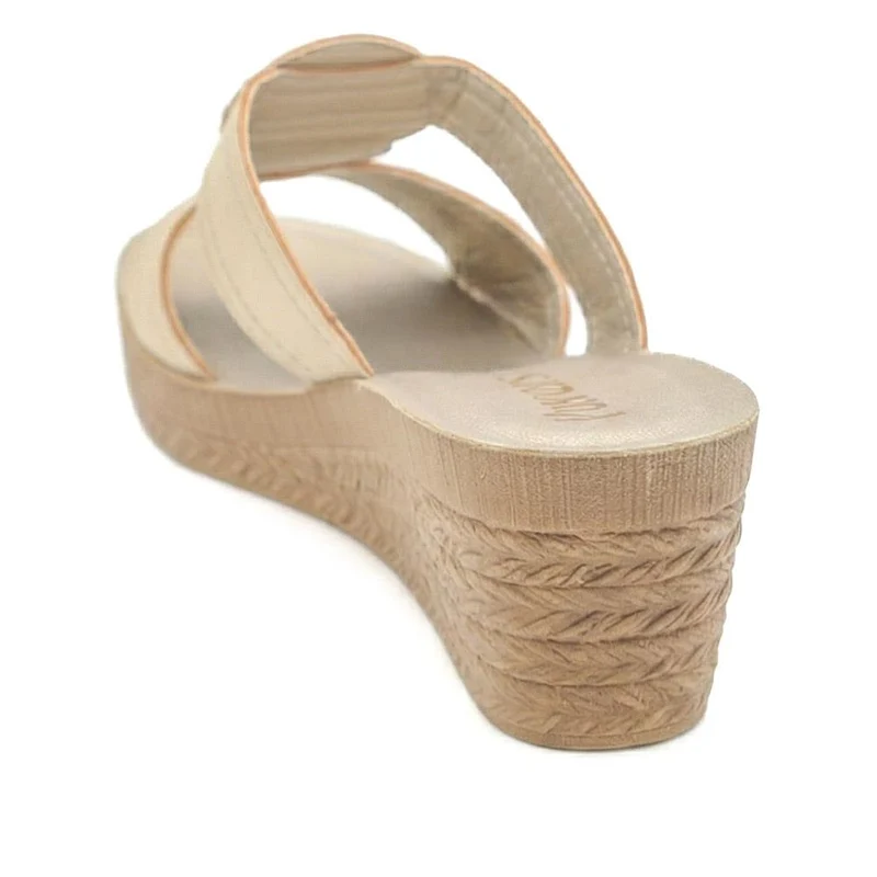 Jewelled Wedge Heel Mule Sandals - INB43000 / 329 127 - Gold