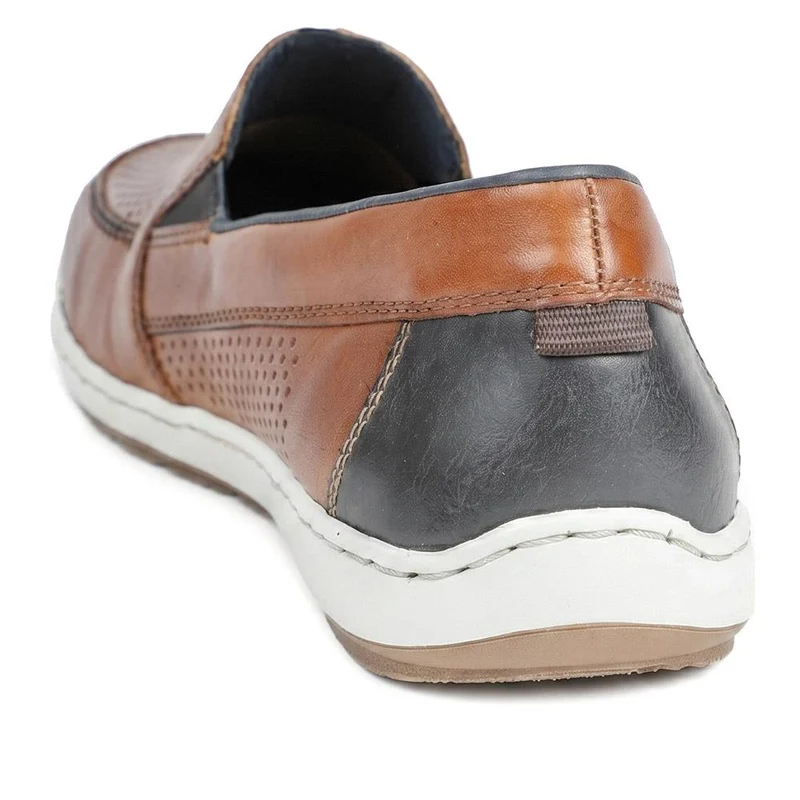 Rieker Leather Slip On Deck Shoes - RKR43588 / 329 541 - Tan