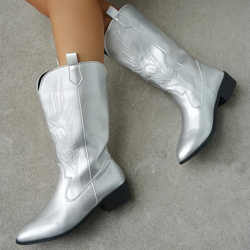 Maria | Modische Metallic-Gestaltung Cowboy-Stiefel