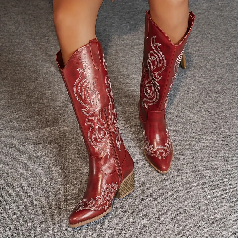 Elisa | Klassische Western Cowboystiefel mit komfortabler Wadenweite