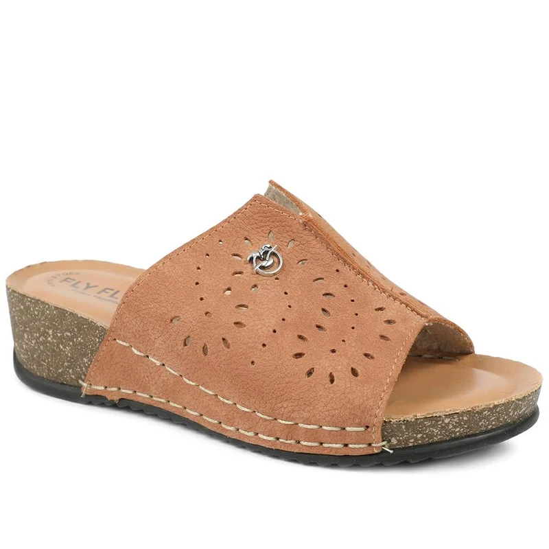 Fly Flot Leather Mule Sandals - FLY43012 / 328 649 - Tan