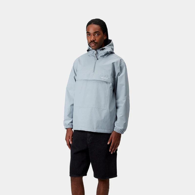 Carhartt WIP Herren Windbreaker Pullover Sommerjacke - Frosted Blau / Weiß