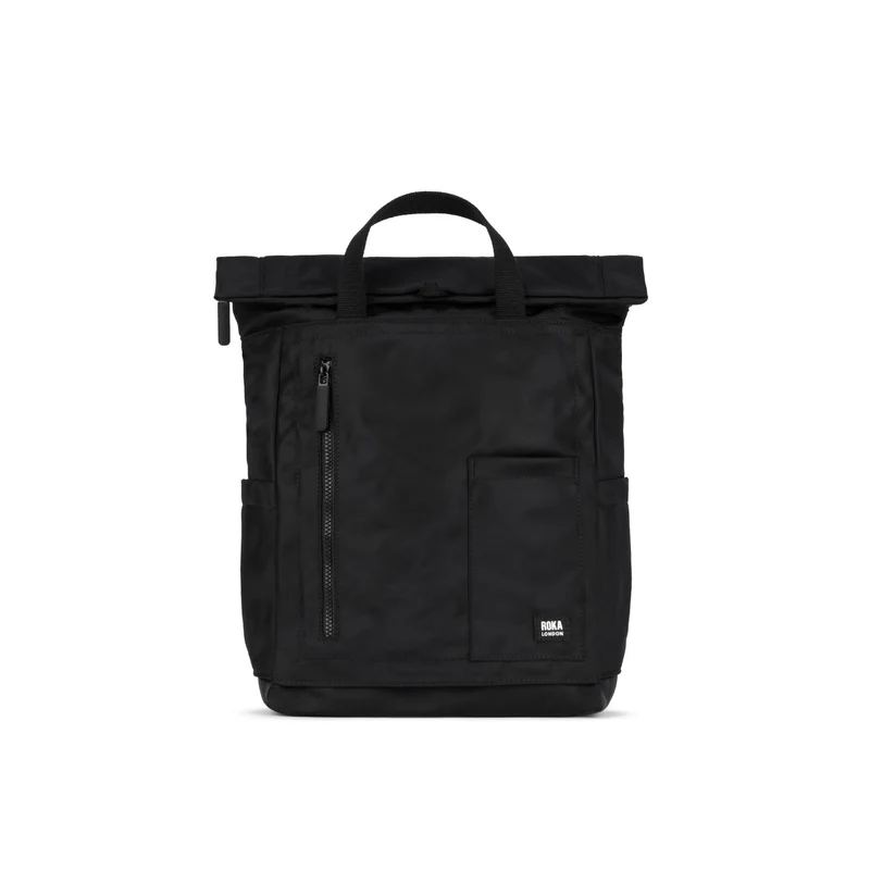 ROKA All Black Camden P Medium Tasche aus recyceltem Nylon - Schwarz