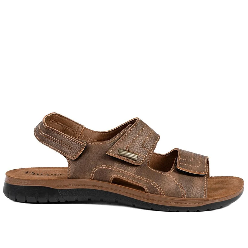 Touch Fasten Casual Sandals with Flat Heels - INB43014 / 329 216 - Brown