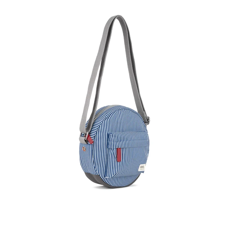 ROKA Paddington Kleine Tasche aus recyceltem Canvas, rot-weiß gefüttert