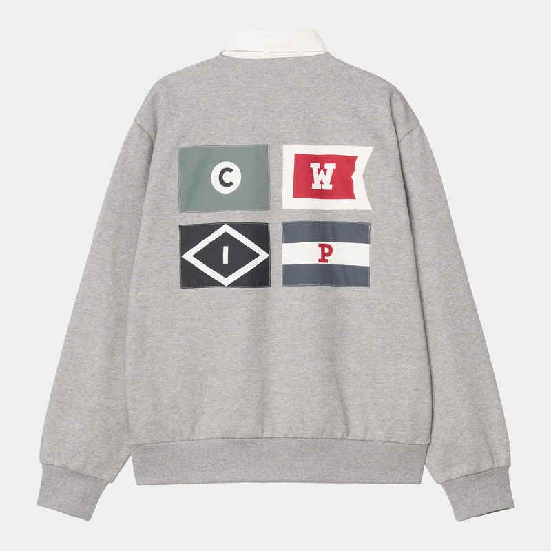 Carhartt WIP Rugby-Sweatshirt mit Flaggen für Herren – Grau meliert