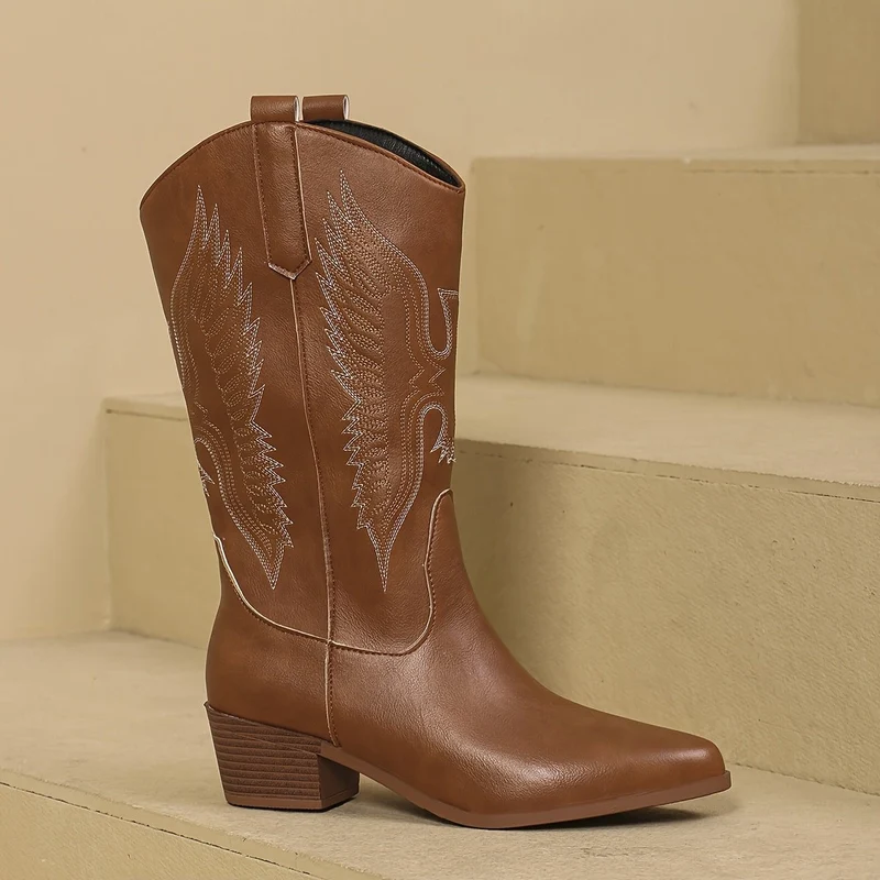 Charlotte | Elegante Cowboy-Stiefel mit Flügelstickerei