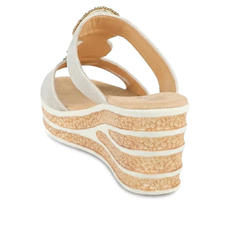 Wedge Heel Jewelled Sandals - WBINS43087 / 329 160 - Soft Gold