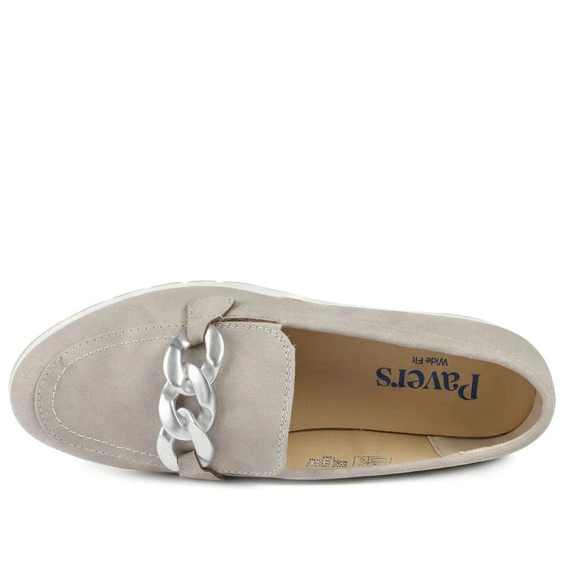 Wide Fit Memory Foam Wedged Loafers - WBINS43073 / 329 003 - Beige