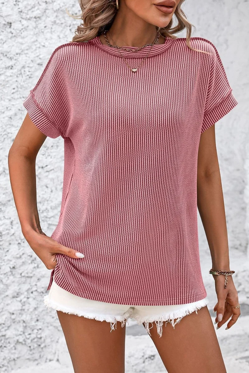 Cleo | Kurzarm-T-Shirt mit Streifen und Rundhalsausschnitt