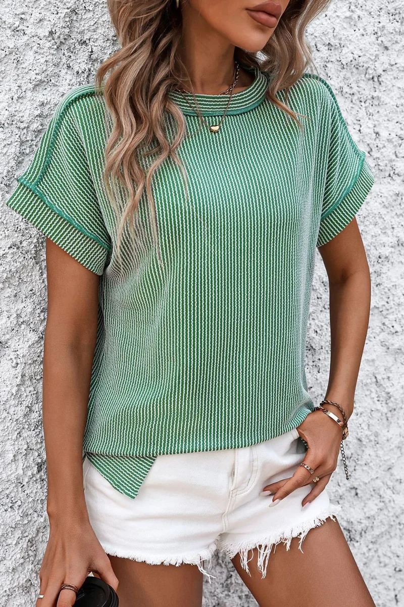 Cleo | Kurzarm-T-Shirt mit Streifen und Rundhalsausschnitt