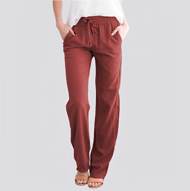 Damen Leichte Hose mit Elastischem Bund