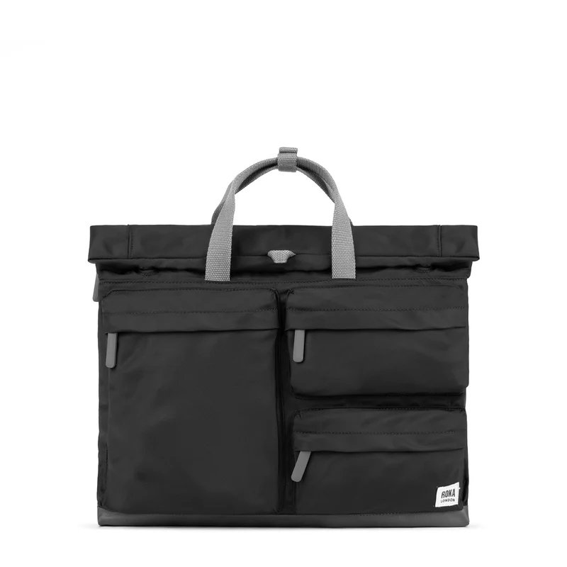 ROKA Blackfriars M Schwarze Tasche aus recyceltem Canvas