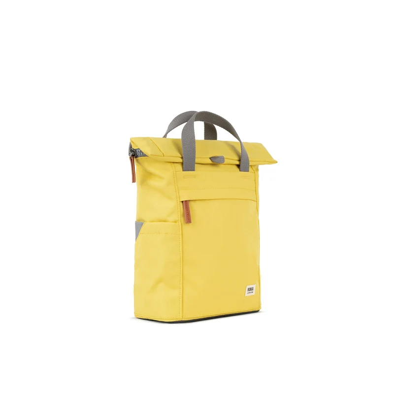 ROKA Finchley Eine kleine Tasche aus recyceltem Canvas mit dem Aufdruck „Lemonade“.