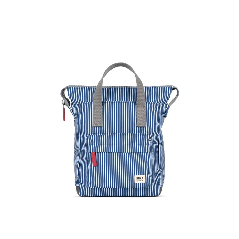 ROKA Bantry Kleine Tasche aus recyceltem Canvas, rot-weiß gefüttert