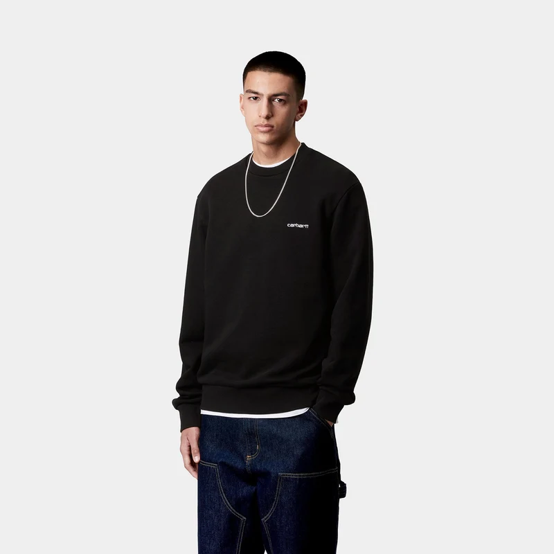 Carhartt WIP Sweat-Top mit aufgesticktem Schriftzug für Herren - Schwarz / Weiß