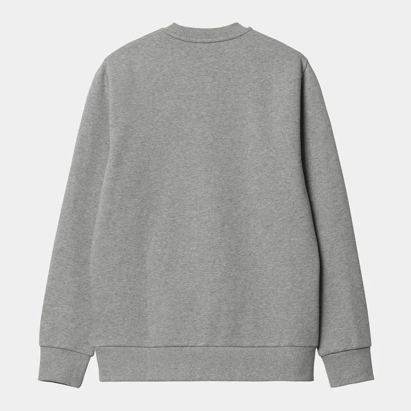 Carhartt WIP Sweat-Top mit Schriftzug-Stickerei für Herren - Grau meliert / Weiß