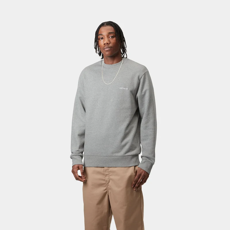 Carhartt WIP Sweat-Top mit Schriftzug-Stickerei für Herren - Grau meliert / Weiß
