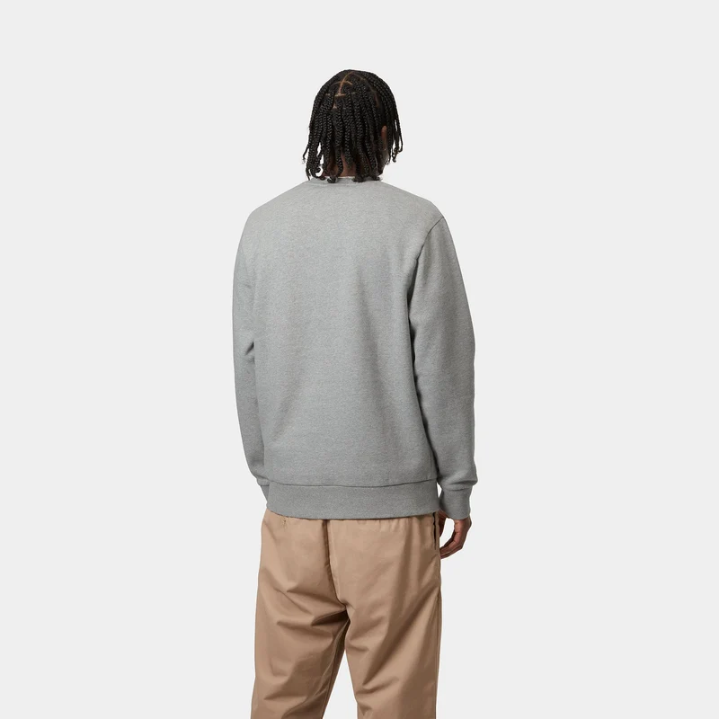 Carhartt WIP Sweat-Top mit Schriftzug-Stickerei für Herren - Grau meliert / Weiß