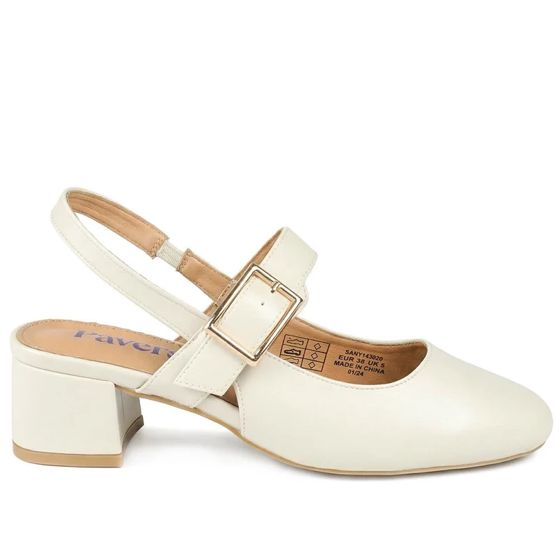 Block Heel Slingback Buckled Mary Janes - SANYI43020 / 329 443 - Off White