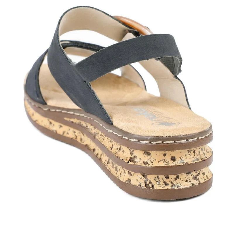 Rieker Adjustable Fasten Sandals with Faux Buckle - RKR43577 / 329 208 - Navy