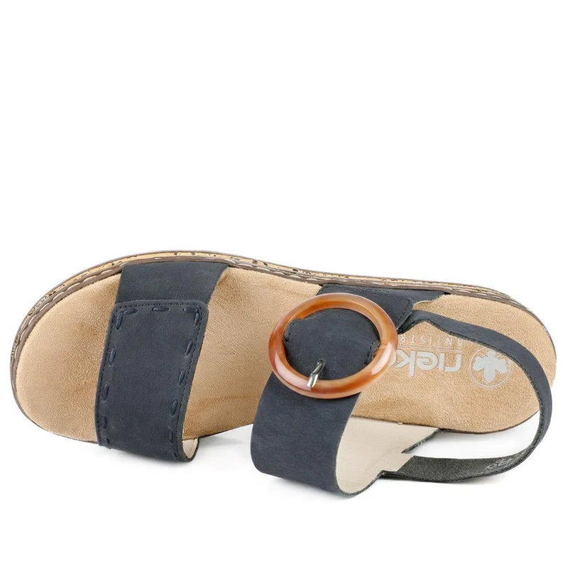 Rieker Adjustable Fasten Sandals with Faux Buckle - RKR43577 / 329 208 - Navy