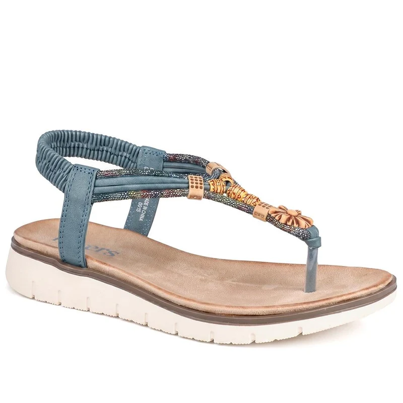 Elastic Fit Wedged Toe Post Sandals - BAIZH43034 / 328 987 - Blue