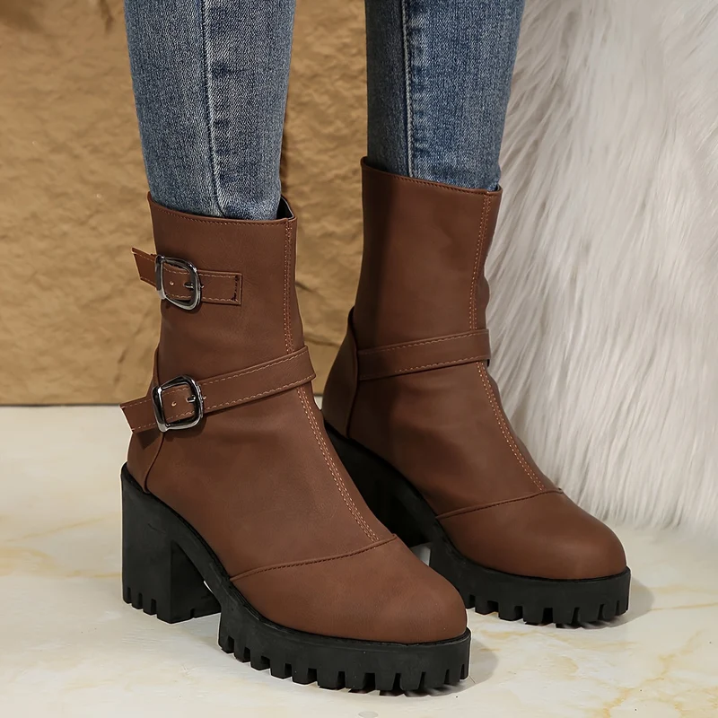 Stefanie | Modische Und Elegante Schnallen Stiefeletten