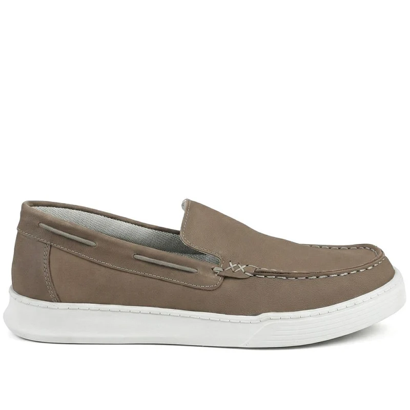 Padders Wide Fit Leather Slip On Shoes - PADPARK43502 / 328 899 - Brown