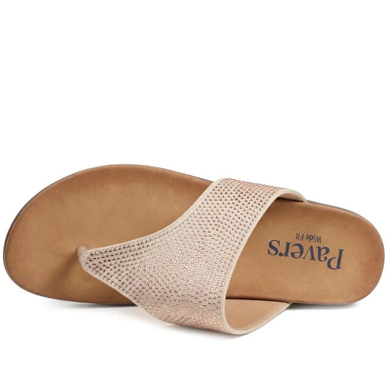 Wide Fit Cushioned Toe Post Sandals - BAIZH43055 / 329 378 - Blush