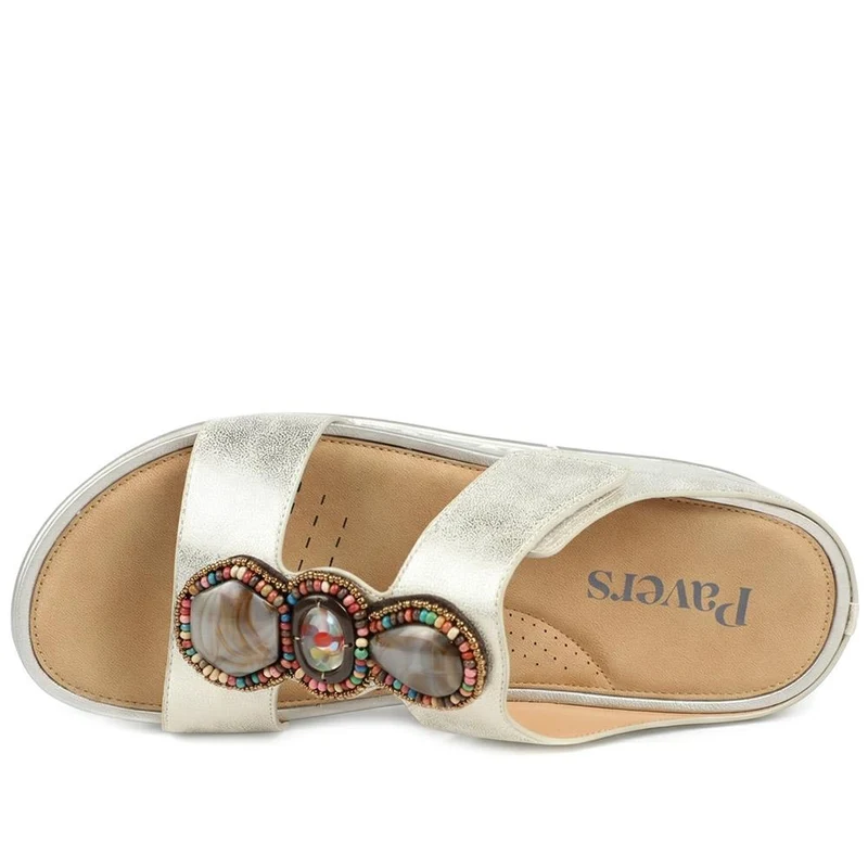 Adjustable Jewelled Strappy Sandals - BAIZH43014 / 329 167 - Gold