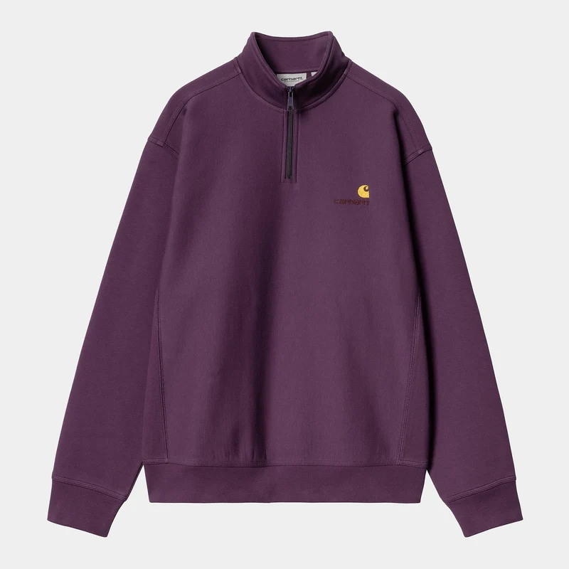 Carhartt WIP Herren Halb-Zip-Reißverschluss American Script Sweatshirt - Heidelbeere