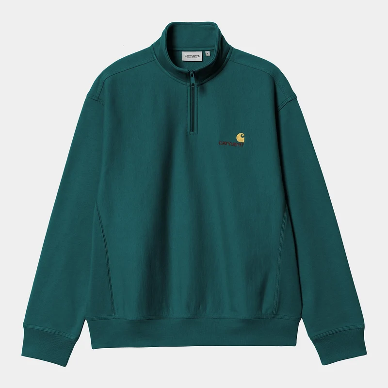 Carhartt WIP Herren Halb-Zip-Reißverschluss American Script Sweatshirt - Malachit