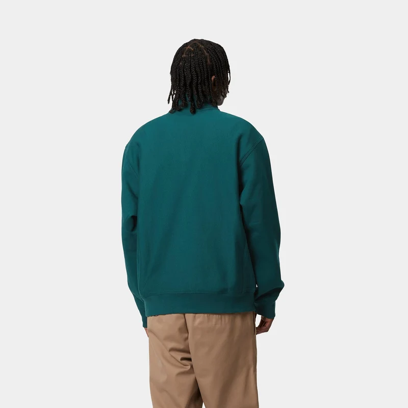 Carhartt WIP Herren Halb-Zip-Reißverschluss American Script Sweatshirt - Malachit