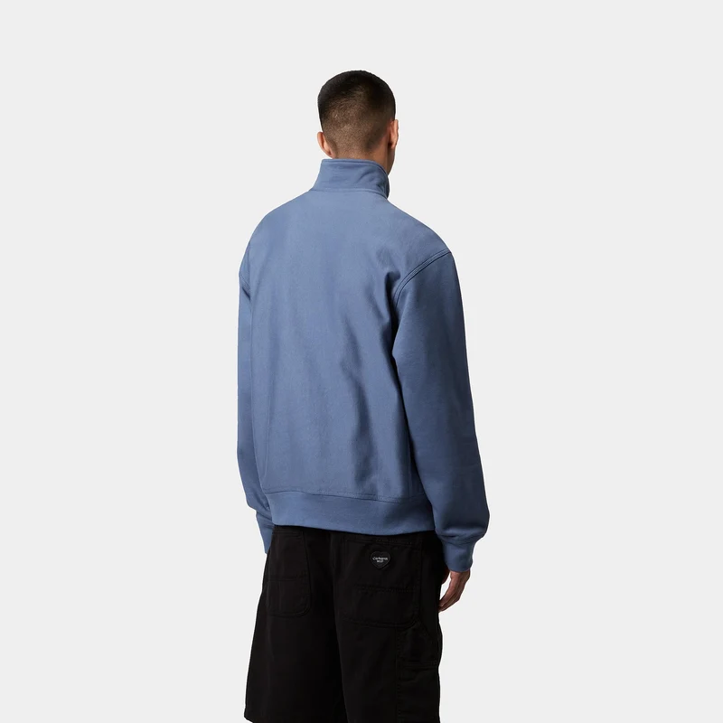 Carhartt WIP Herren Halb-Zip-Reißverschluss American Script Sweatshirt - Blaue Iris