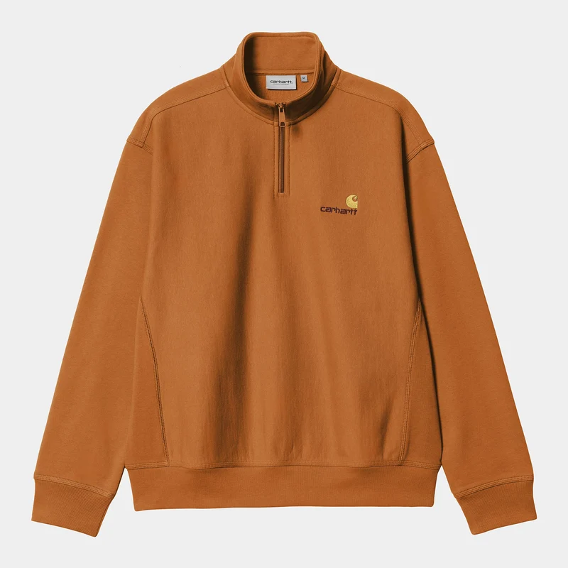 Carhartt WIP Herren Halb-Zip-Reißverschluss American Script Sweatshirt - Sienna