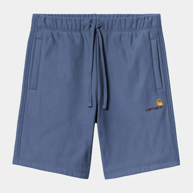Carhartt WIP Herren American Script Sweatshorts - Blaue Iris