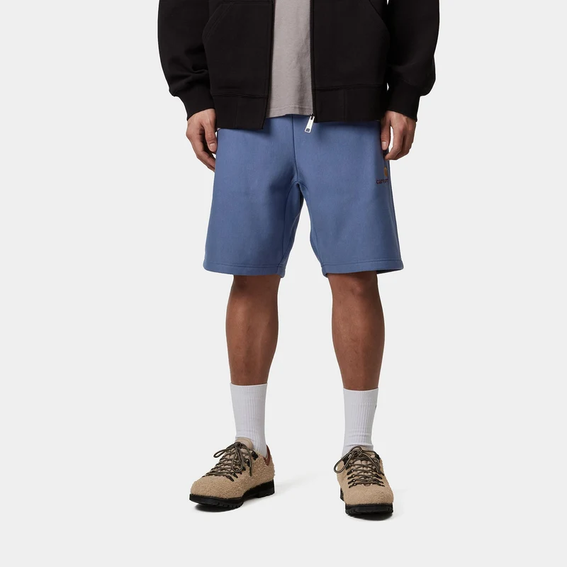 Carhartt WIP Herren American Script Sweatshorts - Blaue Iris