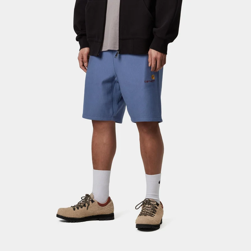 Carhartt WIP Herren American Script Sweatshorts - Blaue Iris