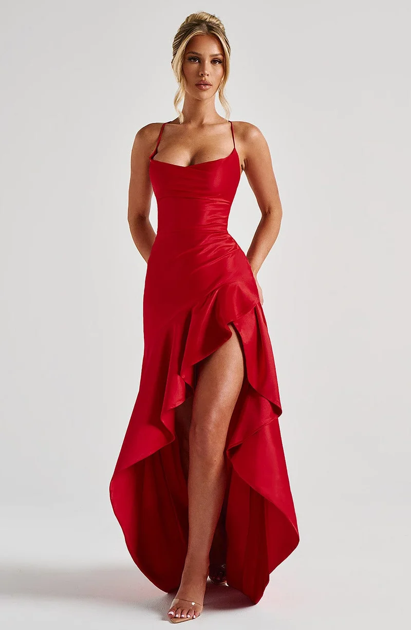 Atë - SATIN RUFFLE MAXI DRESS