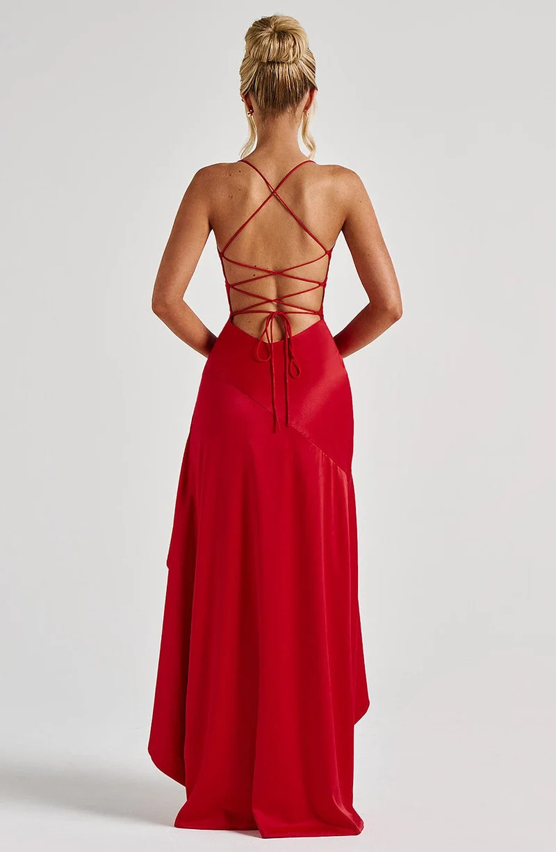 Atë - SATIN RUFFLE MAXI DRESS