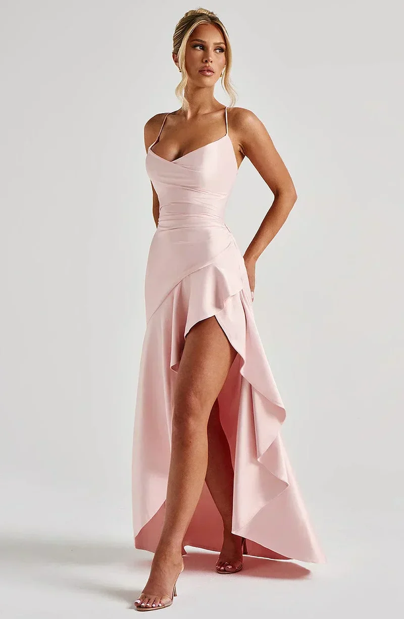 Atë - SATIN RUFFLE MAXI DRESS