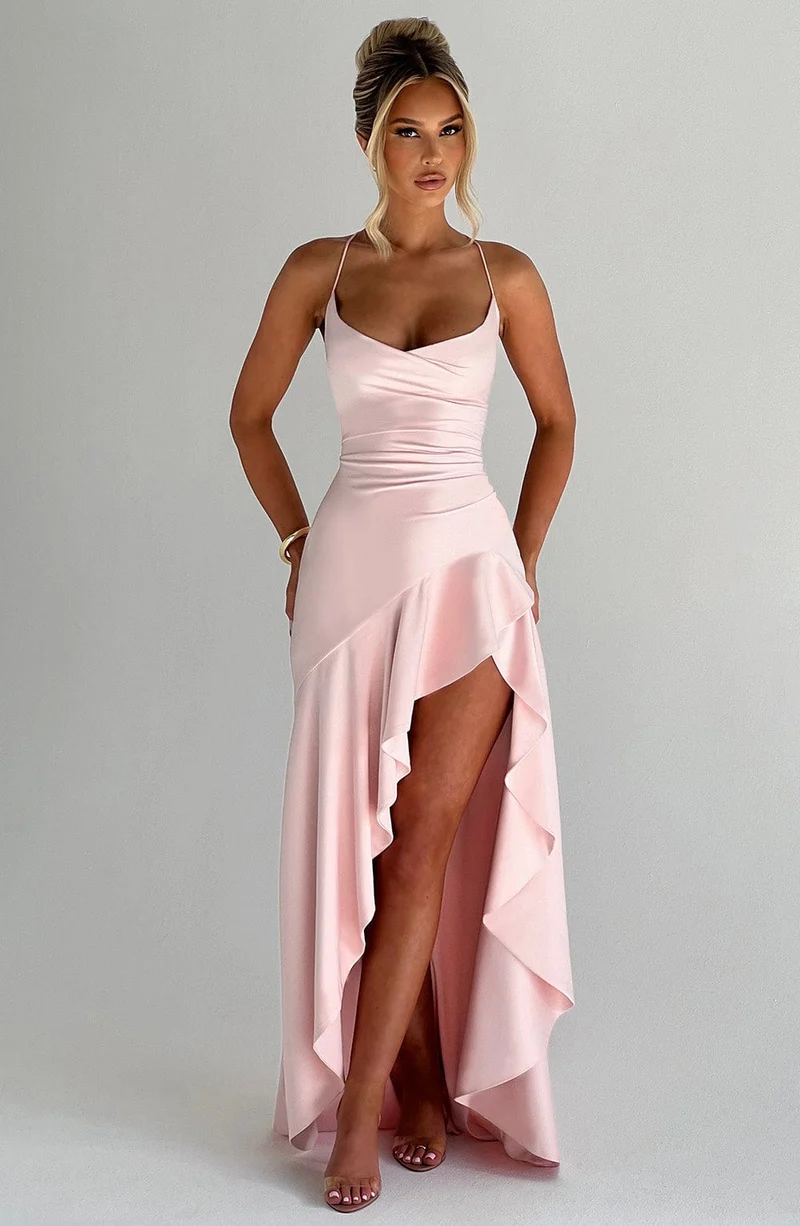 Atë - SATIN RUFFLE MAXI DRESS
