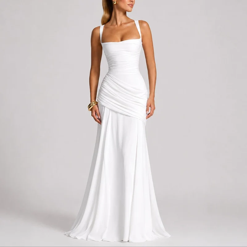 Laura | Herbst-Hochzeitskleid Mit Raffinierter Taille Und Eckigem Ausschnitt