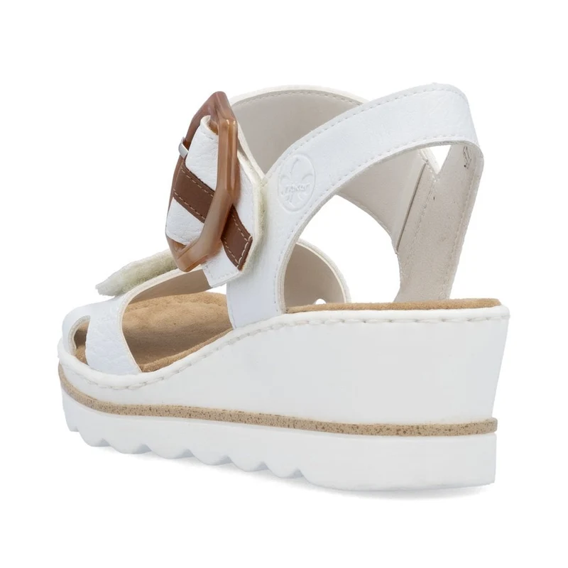 Rieker Damen Sandalen mit Keilabsatz - Weiß
